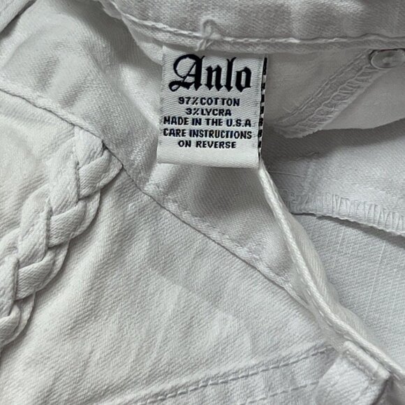 Anlo Womens 26 White Flare Leg Jeans Denim with Braided Sides Boho Festival - Picture 9 of 9